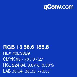 カラーコード: RGB 13 56.6 185.6 | qconv.com