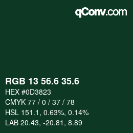カラーコード: RGB 13 56.6 35.6 | qconv.com