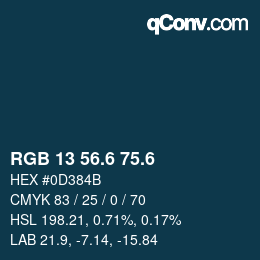 カラーコード: RGB 13 56.6 75.6 | qconv.com