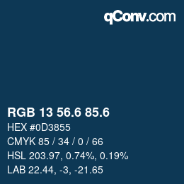 カラーコード: RGB 13 56.6 85.6 | qconv.com