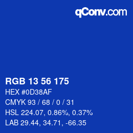 カラーコード: RGB 13 56 175 | qconv.com