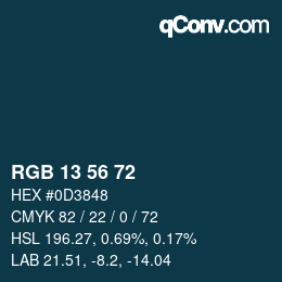 Color code: RGB 13 56 72 | qconv.com