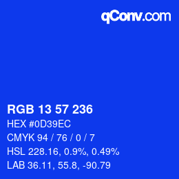 カラーコード: RGB 13 57 236 | qconv.com