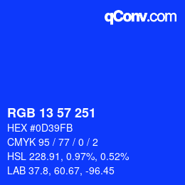 Color code: RGB 13 57 251 | qconv.com