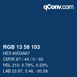 Farbcode: RGB 13 58 103 | qconv.com