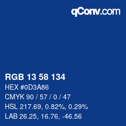 Color code: RGB 13 58 134 | qconv.com
