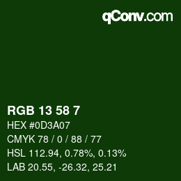 Color code: RGB 13 58 7 | qconv.com