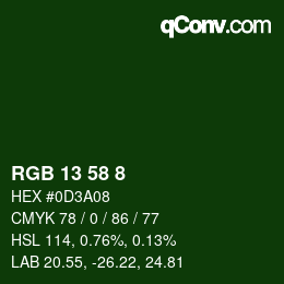 Color code: RGB 13 58 8 | qconv.com