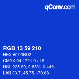 Color code: RGB 13 59 210 | qconv.com