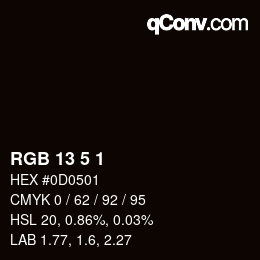 Color code: RGB 13 5 1 | qconv.com