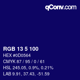 Farbcode: RGB 13 5 100 | qconv.com