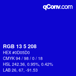 カラーコード: RGB 13 5 208 | qconv.com