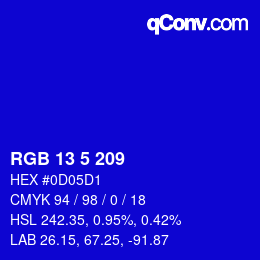 Color code: RGB 13 5 209 | qconv.com