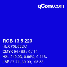 Color code: RGB 13 5 220 | qconv.com