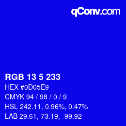 カラーコード: RGB 13 5 233 | qconv.com