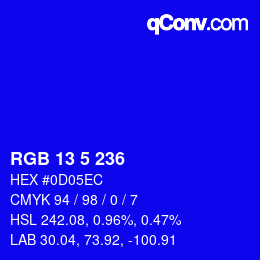 Color code: RGB 13 5 236 | qconv.com