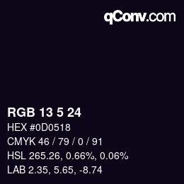 Color code: RGB 13 5 24 | qconv.com