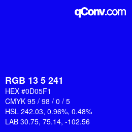 Color code: RGB 13 5 241 | qconv.com
