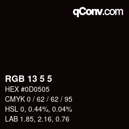 カラーコード: RGB 13 5 5 | qconv.com