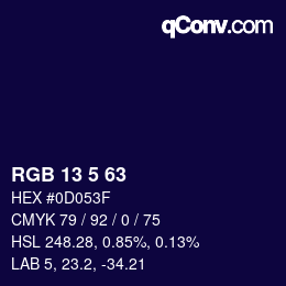 Color code: RGB 13 5 63 | qconv.com