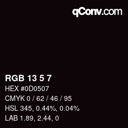 Color code: RGB 13 5 7 | qconv.com