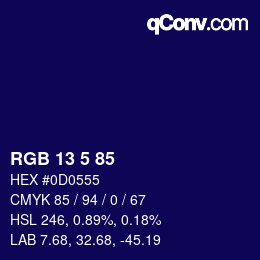 Color code: RGB 13 5 85 | qconv.com