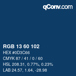 Color code: RGB 13 60 102 | qconv.com
