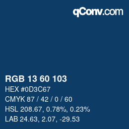 Color code: RGB 13 60 103 | qconv.com