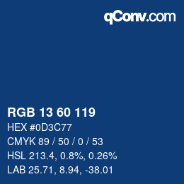 Color code: RGB 13 60 119 | qconv.com