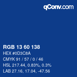 カラーコード: RGB 13 60 138 | qconv.com
