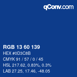 カラーコード: RGB 13 60 139 | qconv.com