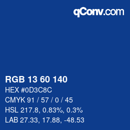 カラーコード: RGB 13 60 140 | qconv.com