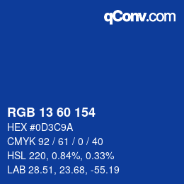 カラーコード: RGB 13 60 154 | qconv.com