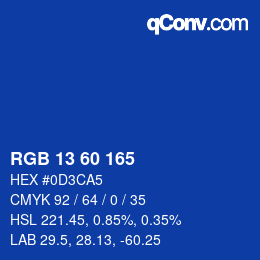 Color code: RGB 13 60 165 | qconv.com
