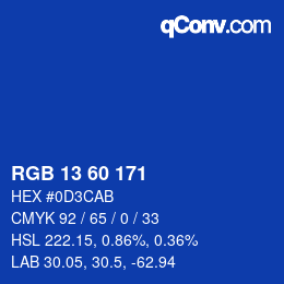 颜色代码: RGB 13 60 171 | qconv.com