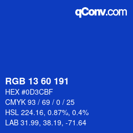 カラーコード: RGB 13 60 191 | qconv.com