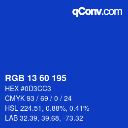 カラーコード: RGB 13 60 195 | qconv.com