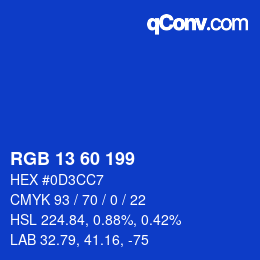 カラーコード: RGB 13 60 199 | qconv.com