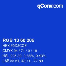 カラーコード: RGB 13 60 206 | qconv.com