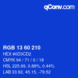 Color code: RGB 13 60 210 | qconv.com