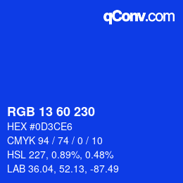 カラーコード: RGB 13 60 230 | qconv.com