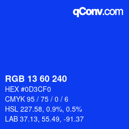 カラーコード: RGB 13 60 240 | qconv.com