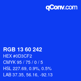 颜色代码: RGB 13 60 242 | qconv.com