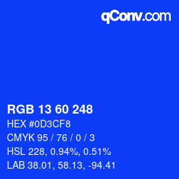 颜色代码: RGB 13 60 248 | qconv.com
