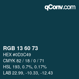 カラーコード: RGB 13 60 73 | qconv.com