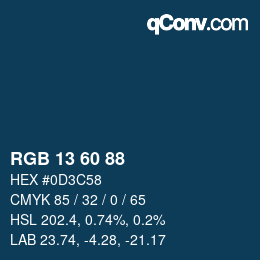 カラーコード: RGB 13 60 88 | qconv.com