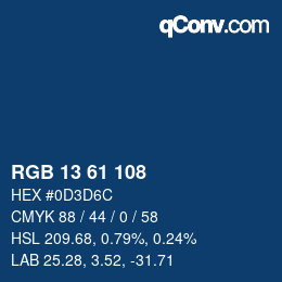 カラーコード: RGB 13 61 108 | qconv.com