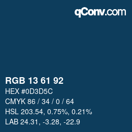 Color code: RGB 13 61 92 | qconv.com