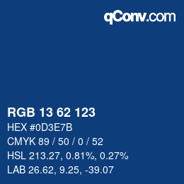 カラーコード: RGB 13 62 123 | qconv.com