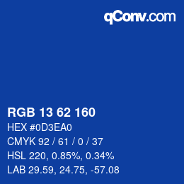 Color code: RGB 13 62 160 | qconv.com